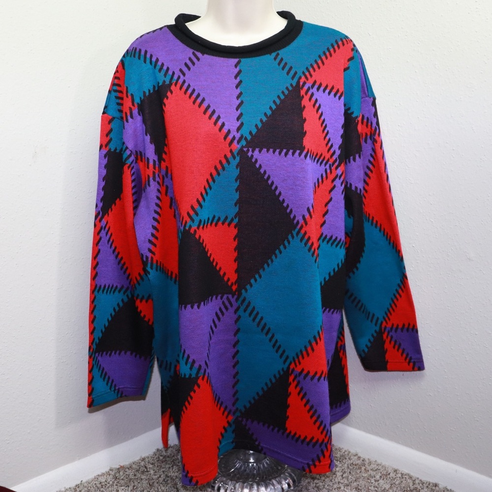 YS Studio Young Stuff Color block Sweater 1x